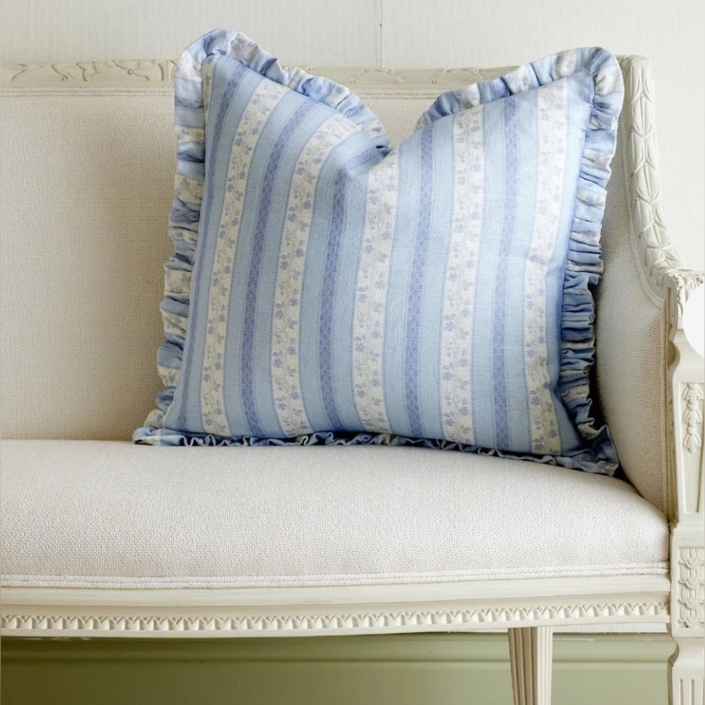 2 - COLLECTED by Caitlin Wilson Isabelle in Blue Frill Pillow Cover